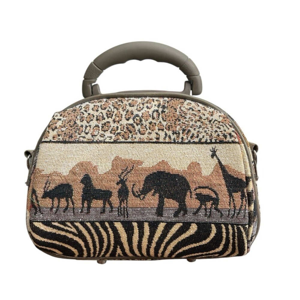 Bon Voyage Paris Travel Cosmetics Bag Animal Print Safari Tapestry